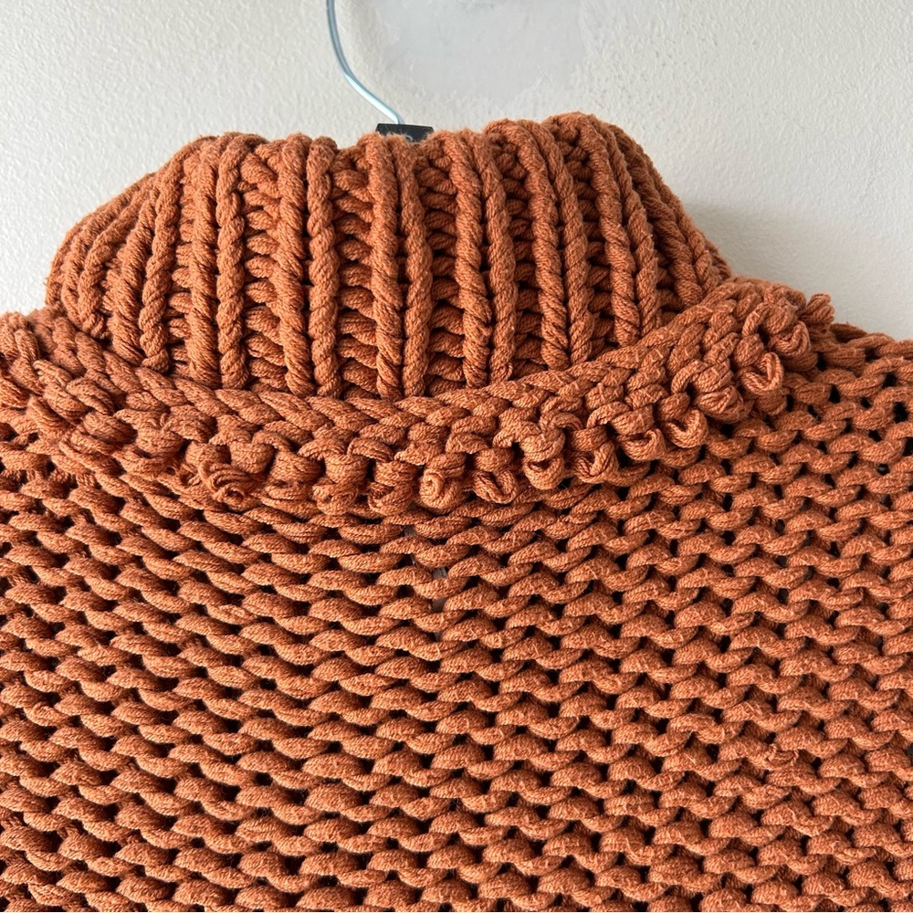 Free People My Only Sunshine Chunky Turtleneck Cropped Sweater Burnt Orange XS - Picture 12 of 13